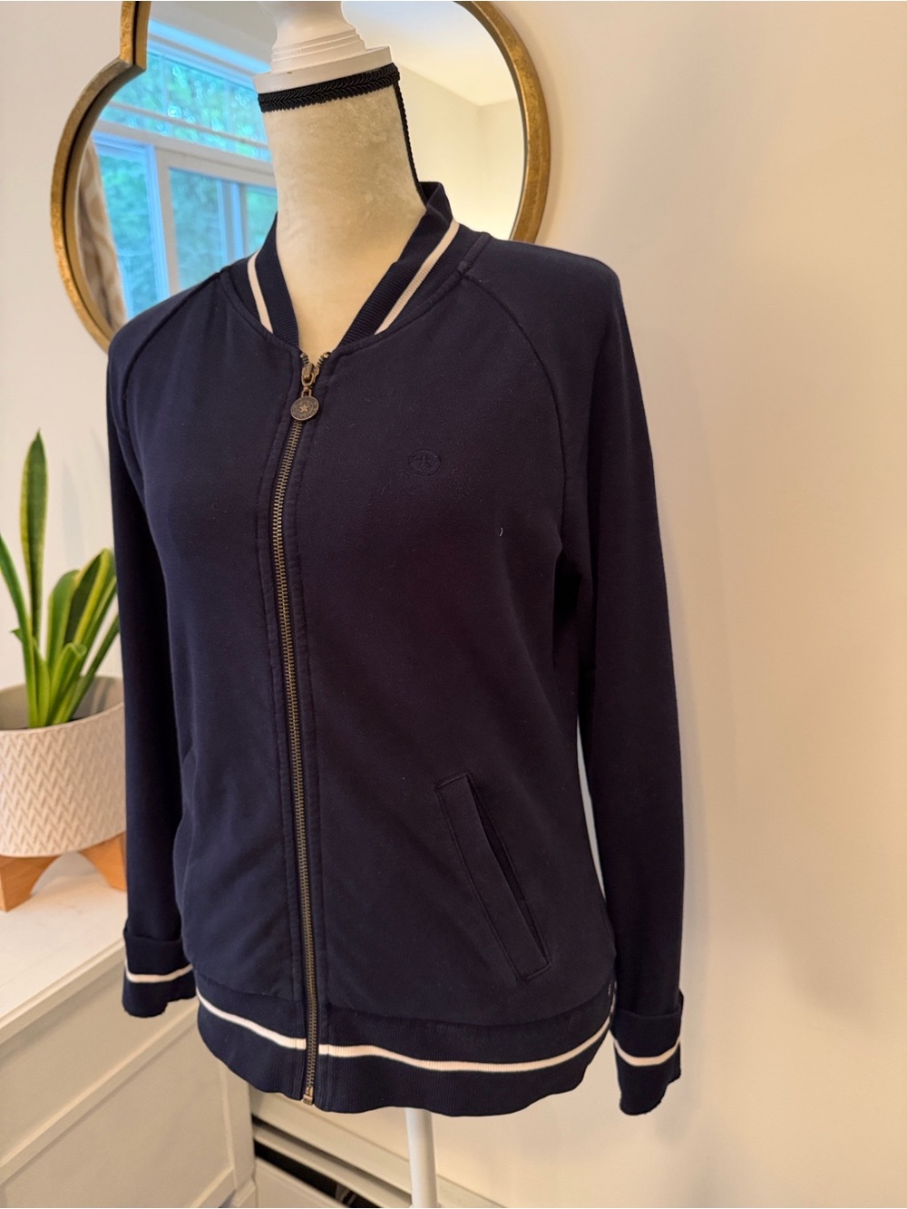 Vintage Converse One Star Full-Zip Knit Jacket - Navy Blue Varsity Track Sweater